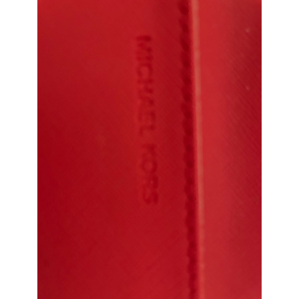 Michael Kors Red Floral Saffiano Leather Wristlet Wallet Gold Hardware Snap#651 - Picture 5 of 9